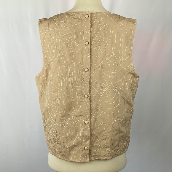 NWT Express Tan Blouse with Metallic Thread and Button Down Back - Size Large - Picture 6 of 14